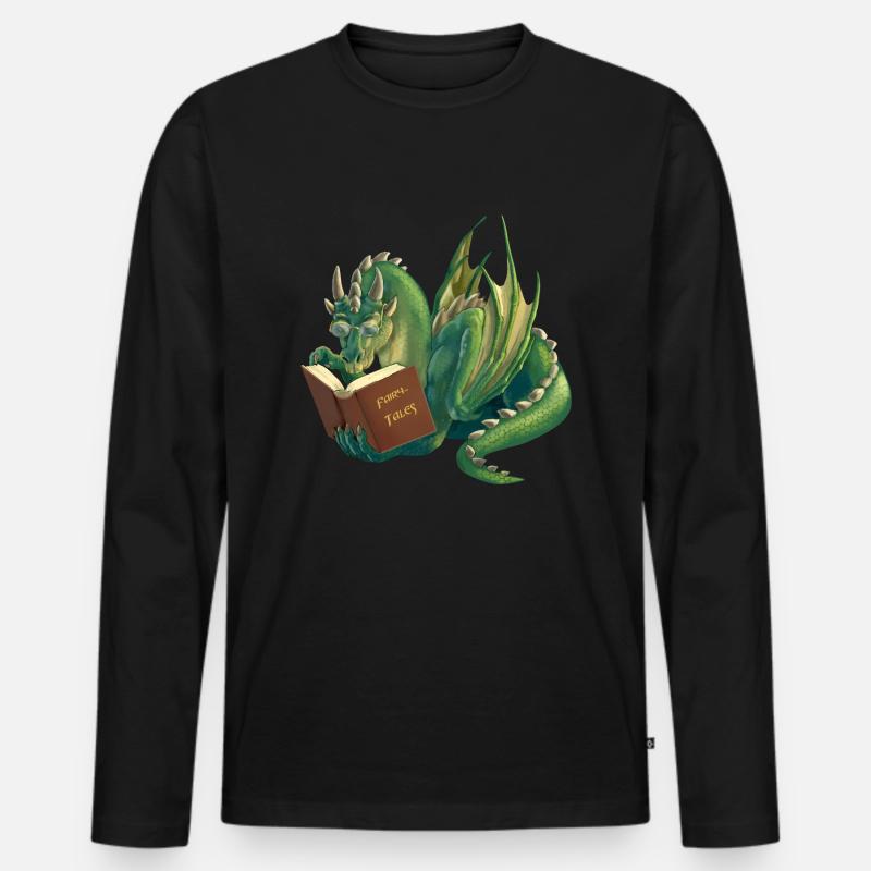 Märchendrache - Männer Premium Bio Langarmshirt - Schwarz
