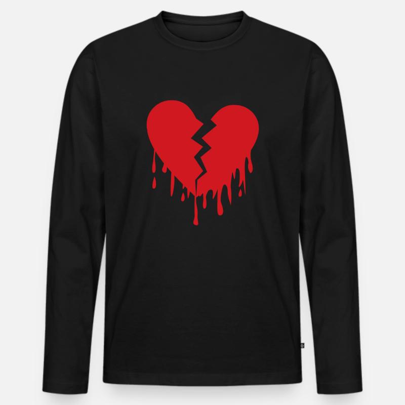 Broken heart de - Männer Premium Bio Langarmshirt - Schwarz