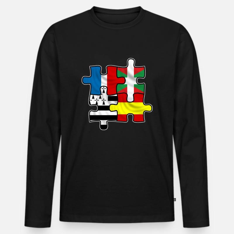 Puzzle Euskadi breizh - Männer Premium Bio Langarmshirt - Schwarz