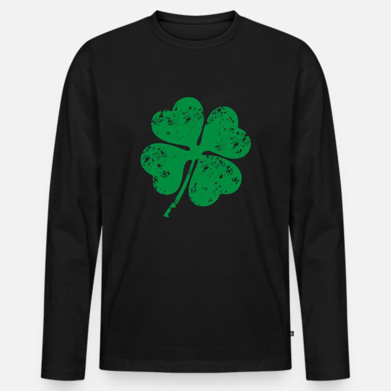 Irish clover de - Männer Premium Bio Langarmshirt - Schwarz