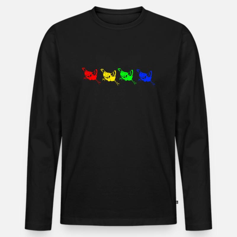 Regenbogen Huehner - Männer Premium Bio Langarmshirt - Schwarz