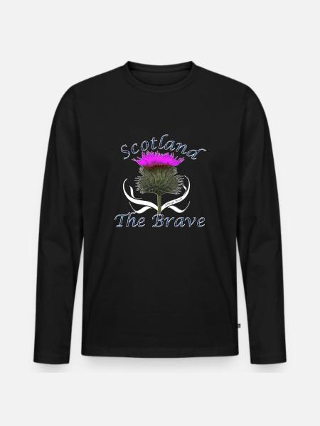 scotland the brave wild thistle - Men's Premium Organic Long Sleeve Shirt - black