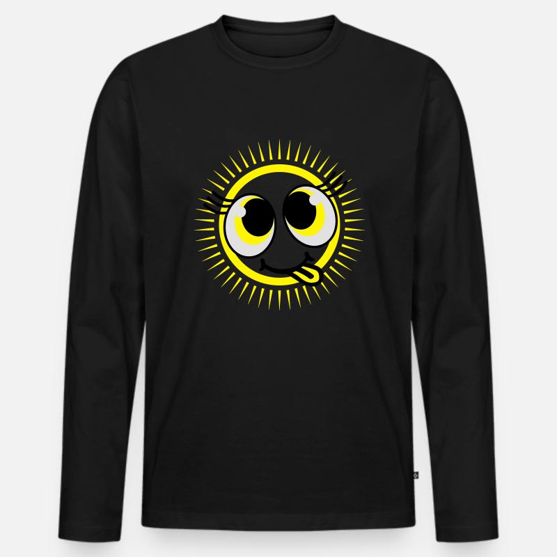 sun_smiley_cute_pi3 - Männer Premium Bio Langarmshirt - Schwarz