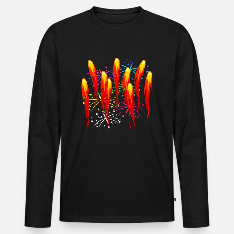 Feuer firework fire Feuerwerk - Männer Premium Bio Langarmshirt - Schwarz