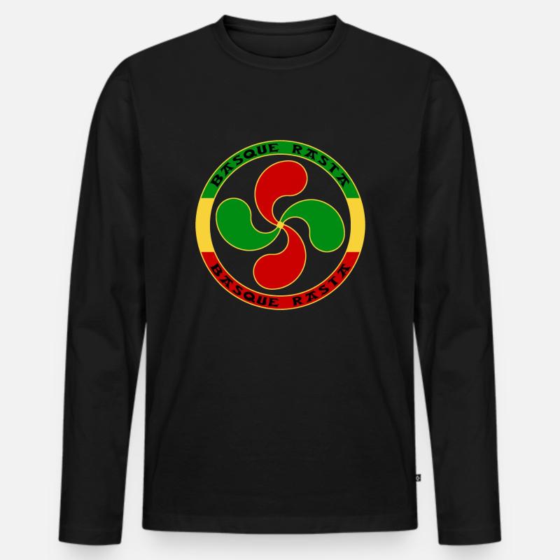 rasta Baskenquer - Männer Premium Bio Langarmshirt - Schwarz