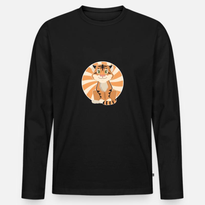 kleiner Tiger Logo - Männer Premium Bio Langarmshirt - Schwarz