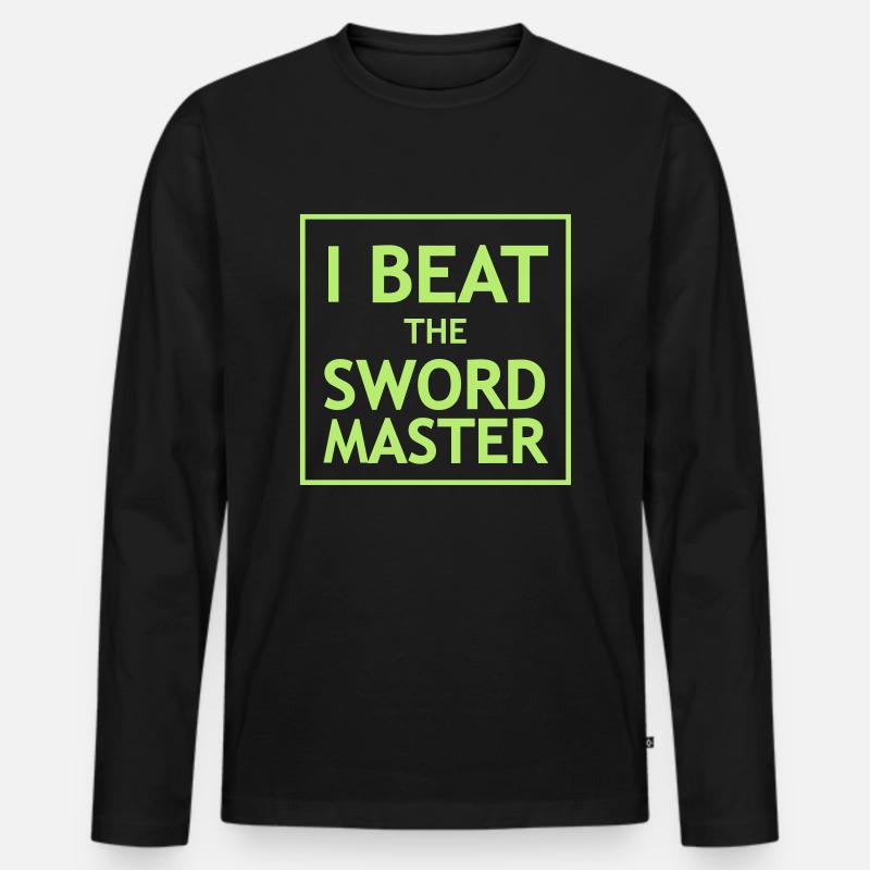 I Beat the Swordmaster - Männer Premium Bio Langarmshirt - Schwarz