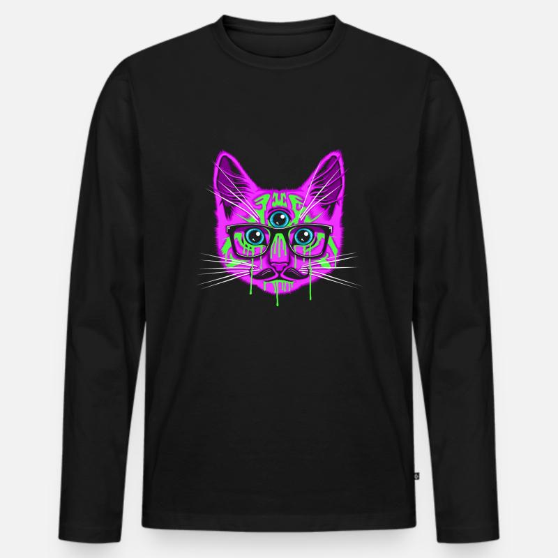 Reise Cat - Männer Premium Bio Langarmshirt - Schwarz