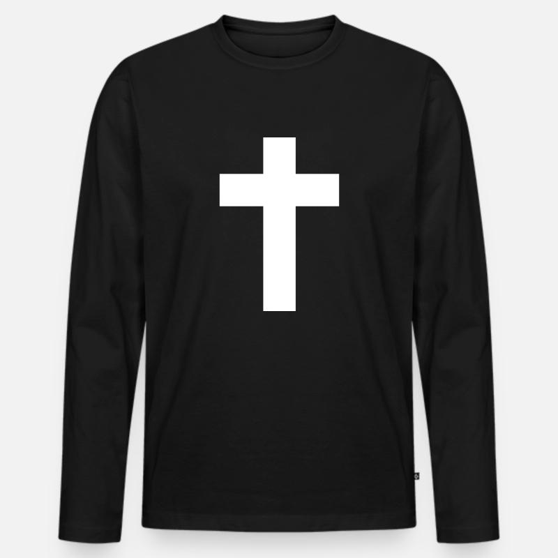 Kreuz - Männer Premium Bio Langarmshirt - Schwarz