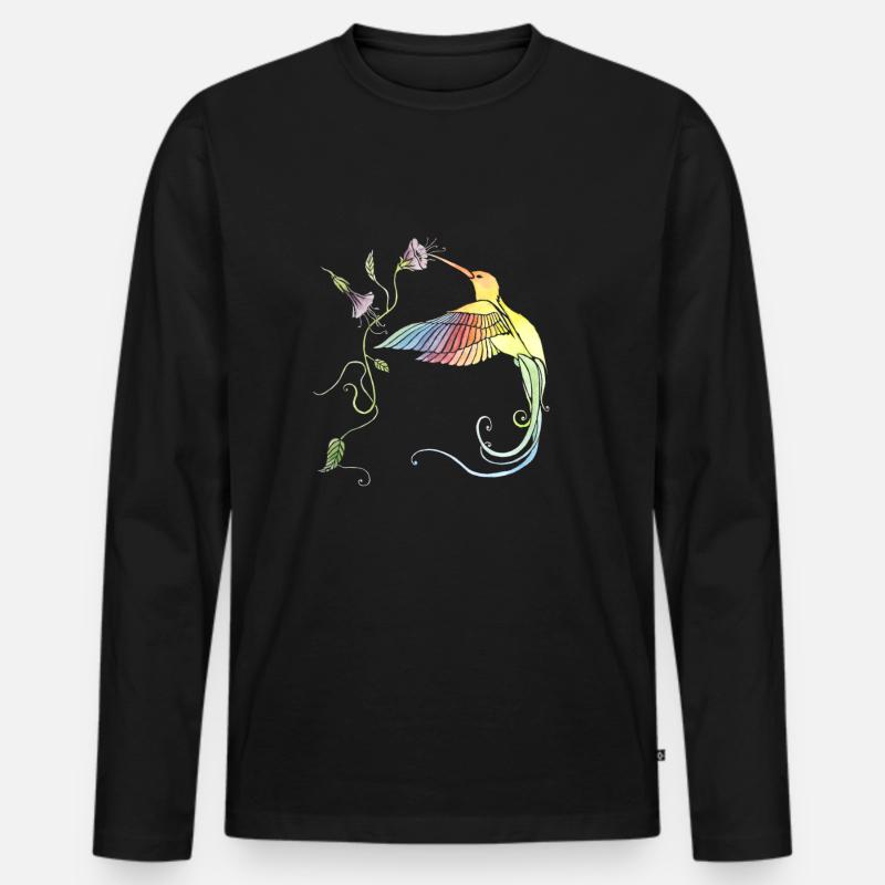 Kolibri - Männer Premium Bio Langarmshirt - Schwarz