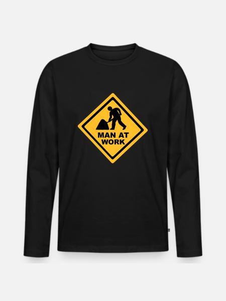 Man at Work - Construction - Men's Premium Organic Long Sleeve Shirt - black