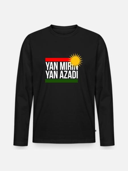 yan mirin yan azadi - Männer Premium Bio Langarmshirt - Schwarz