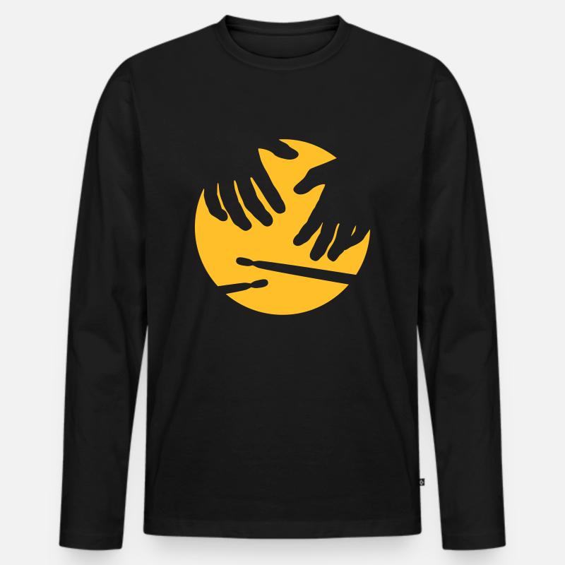 percussion - Männer Premium Bio Langarmshirt - Schwarz