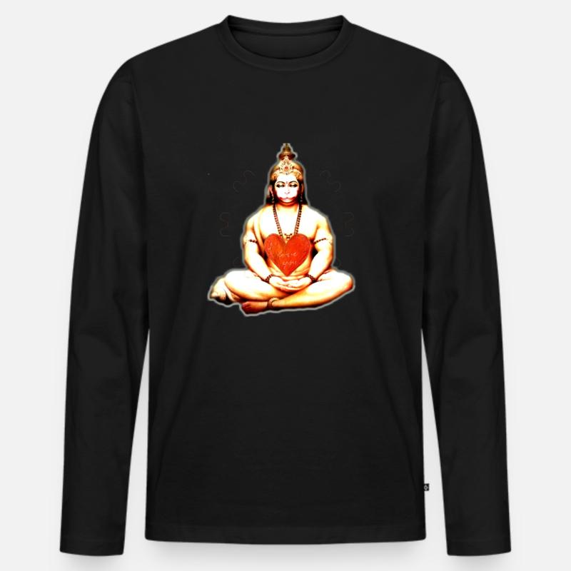 HANUMAN TOTAL - Männer Premium Bio Langarmshirt - Schwarz