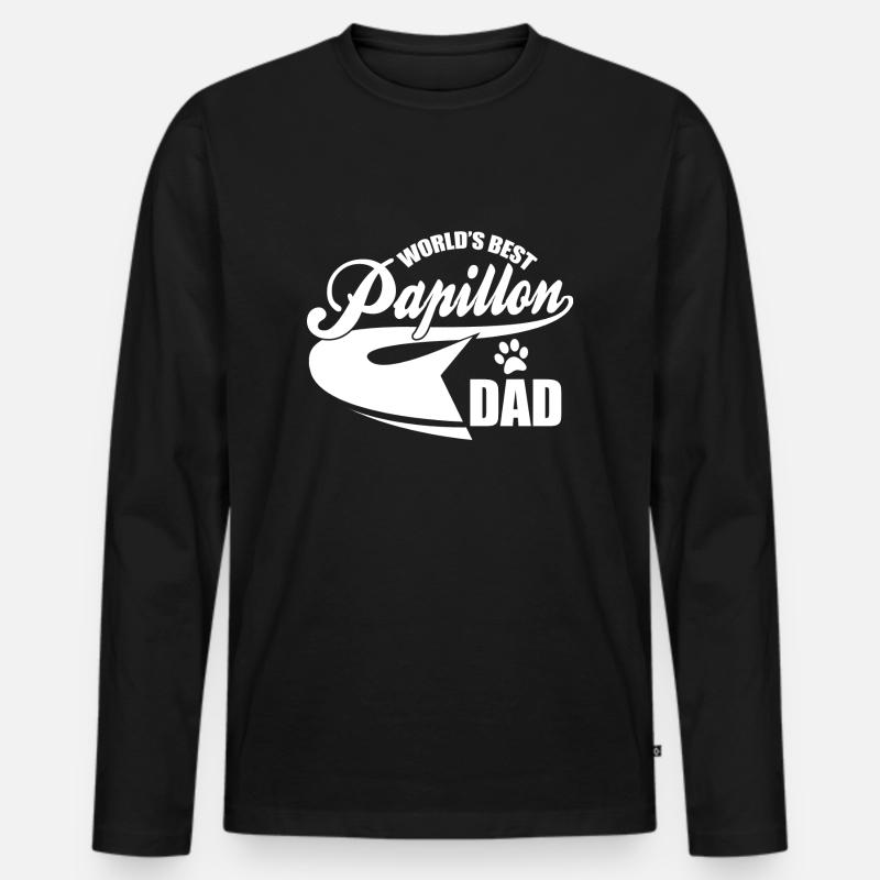 Papillon dad - Männer Premium Bio Langarmshirt - Schwarz