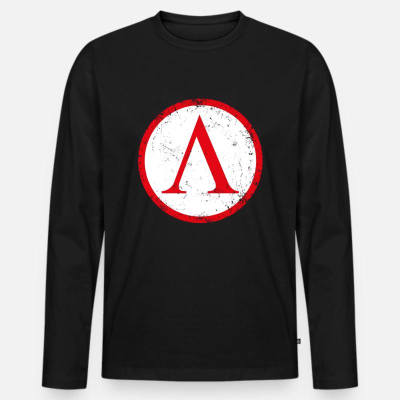Spartan shield used - Männer Premium Bio Langarmshirt - Schwarz