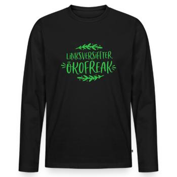Linksversiffter Ökofreak grün Klimawandel Geschenk - Männer Premium Bio Langarmshirt - Schwarz - Vorne - Nico (187cm)
