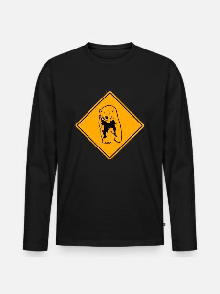 Polar Bear Road Sign - Männer Premium Bio Langarmshirt - Schwarz