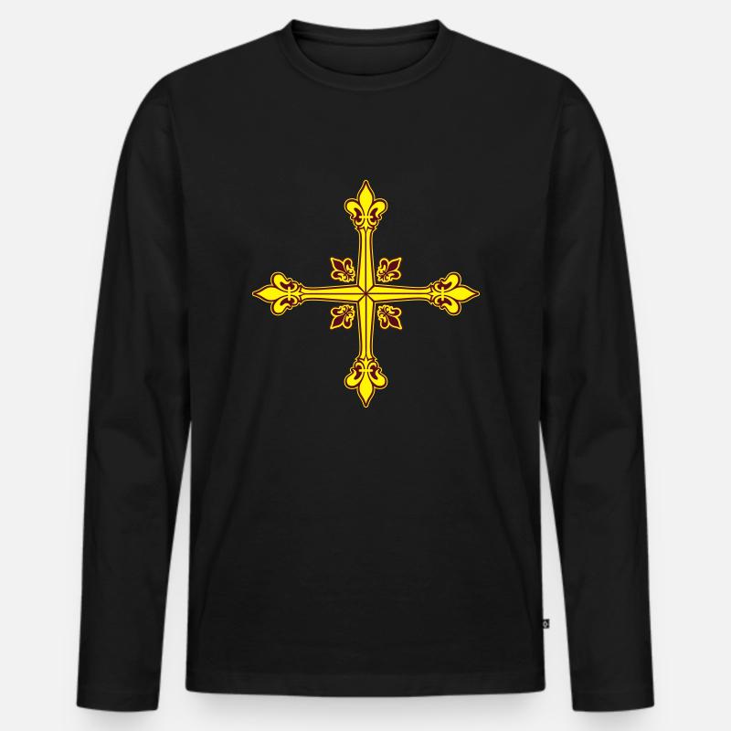 Musketier Fleur de Lys - Männer Premium Bio Langarmshirt - Schwarz