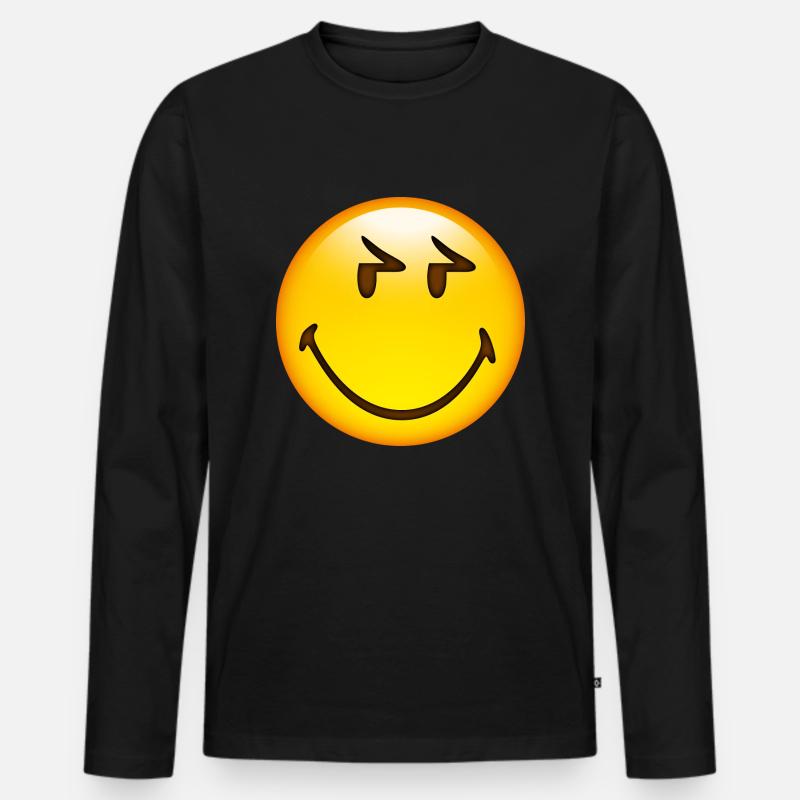 Smiley Glossy Eyelids - Männer Premium Bio Langarmshirt - Schwarz