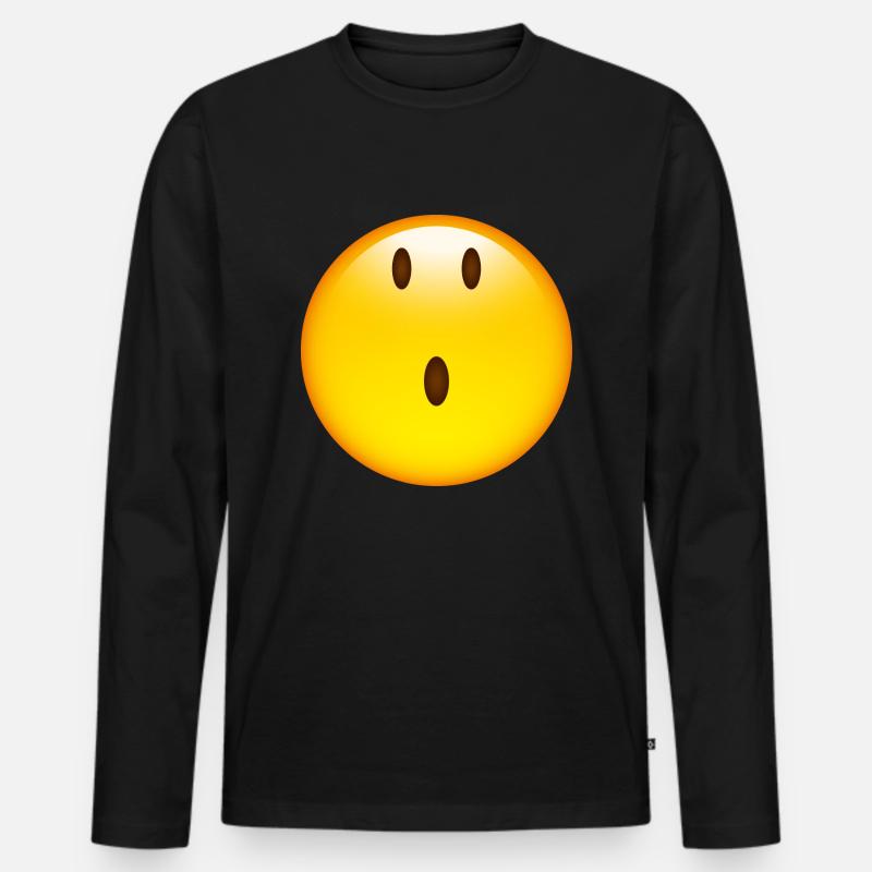 Smiley Glossy Speechless - Männer Premium Bio Langarmshirt - Schwarz