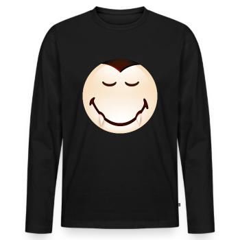 Smiley Halloween Dracula - Männer Premium Bio Langarmshirt - Schwarz - Vorne - Nico (187cm)