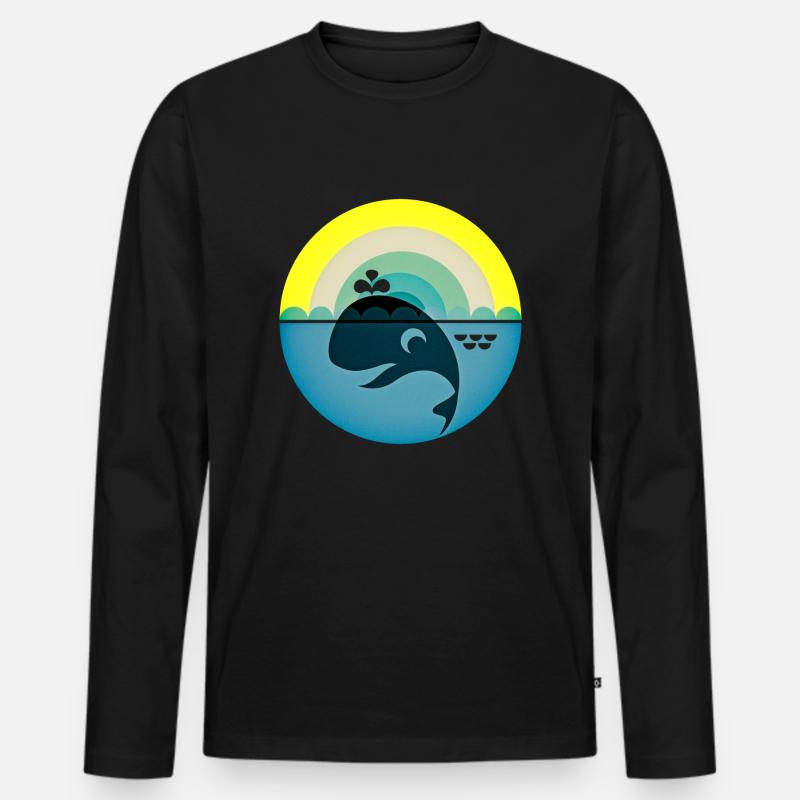 Wal - Männer Premium Bio Langarmshirt - Schwarz