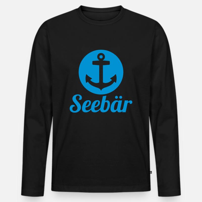 Seebär - Männer Premium Bio Langarmshirt - Schwarz