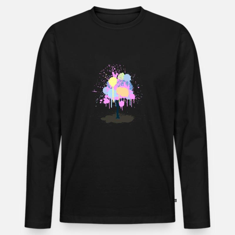 Farbklecksbaum - Männer Premium Bio Langarmshirt - Schwarz