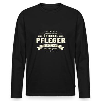 Pfleger aus Leidenschaft - Männer Premium Bio Langarmshirt - Schwarz - Vorne - Nico (187cm)