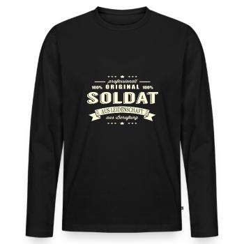 Soldat aus Leidenschaft - Männer Premium Bio Langarmshirt - Schwarz - Vorne - Nico (187cm)