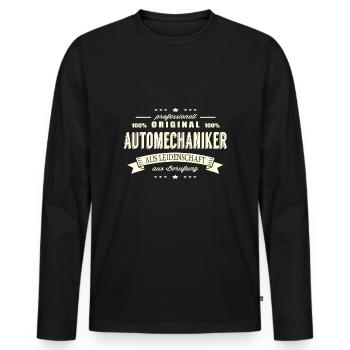 Automechaniker aus Leidenschaft - Männer Premium Bio Langarmshirt - Schwarz - Vorne - Nico (187cm)