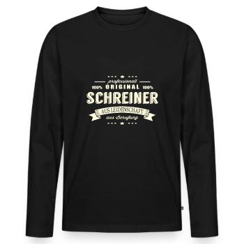 Schreiner aus Leidenschaft - Männer Premium Bio Langarmshirt - Schwarz - Vorne - Nico (187cm)