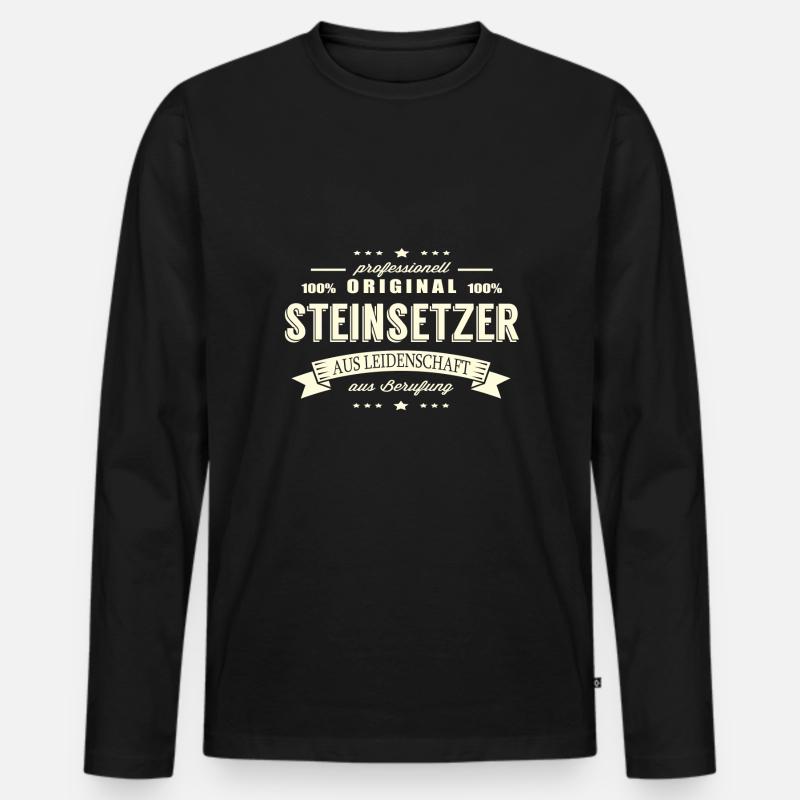 Steinsetzer aus Leidenschaft - Männer Premium Bio Langarmshirt - Schwarz