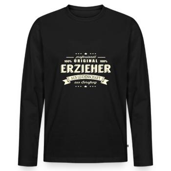 Erzieher aus Leidenschaft - Männer Premium Bio Langarmshirt - Schwarz - Vorne - Nico (187cm)