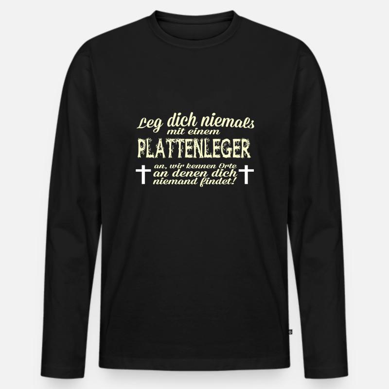 Plattenleger Mord - Männer Premium Bio Langarmshirt - Schwarz