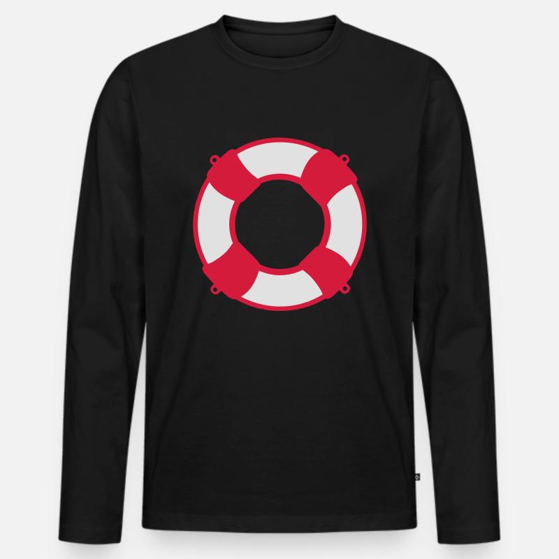 Rettungsring - Männer Premium Bio Langarmshirt - Schwarz