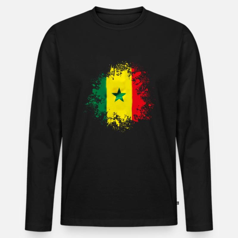 senegal flag design - Männer Premium Bio Langarmshirt - Schwarz