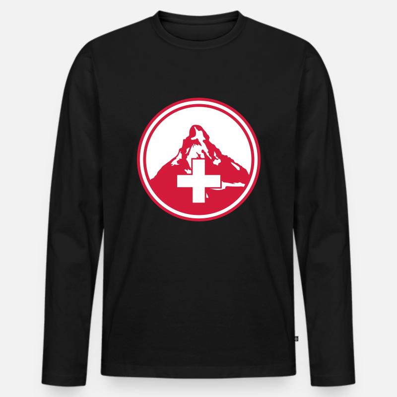 matterhorn mountain swiss - Männer Premium Bio Langarmshirt - Schwarz