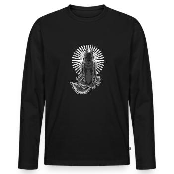 Wolf Yogi - Version 1 - Men's Premium Organic Long Sleeve Shirt - black - Front - Nico (187cm)