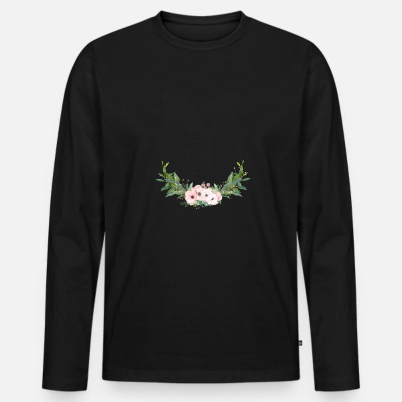(halbkranr_spring_roses_rosa_gelb) - Männer Premium Bio Langarmshirt - Schwarz