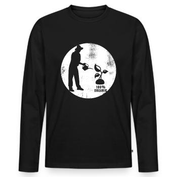 Jardinier biologique - T-shirt manches longues Premium bio Homme - noir - Devant - Nico (187cm)