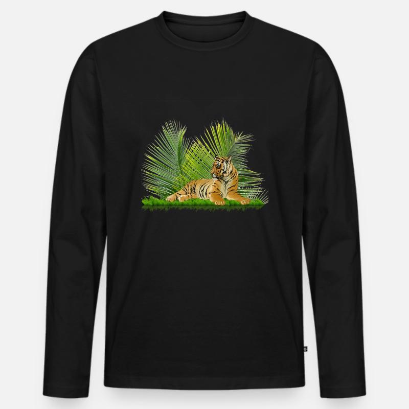 Tiger - Männer Premium Bio Langarmshirt - Schwarz