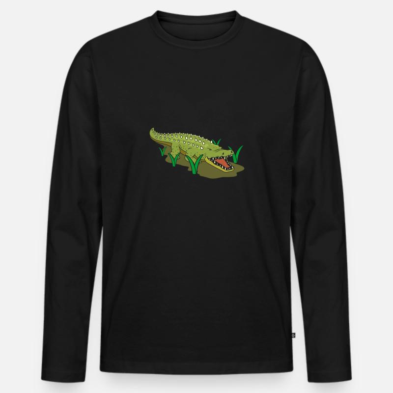 Krokodil - Männer Premium Bio Langarmshirt - Schwarz