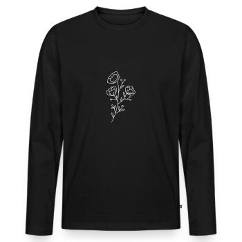 Lineart Blume simple Flower - Men's Premium Organic Long Sleeve Shirt - black - Front - Nico (187cm)