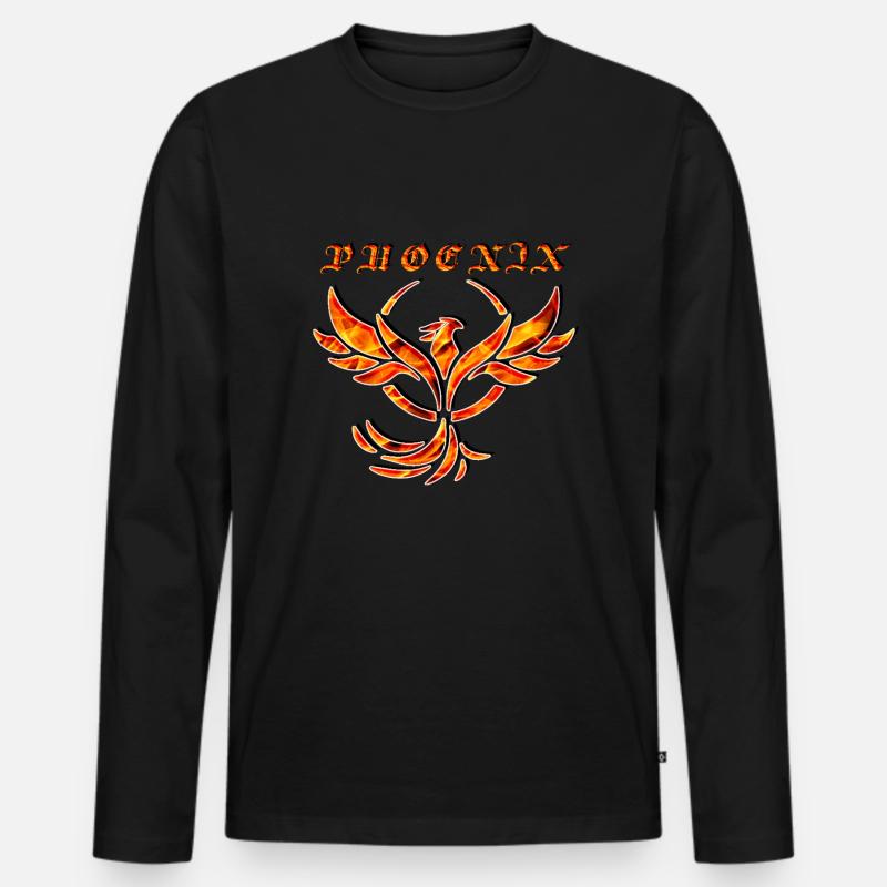 Flammender Phönix in Flammen - Männer Premium Bio Langarmshirt - Schwarz