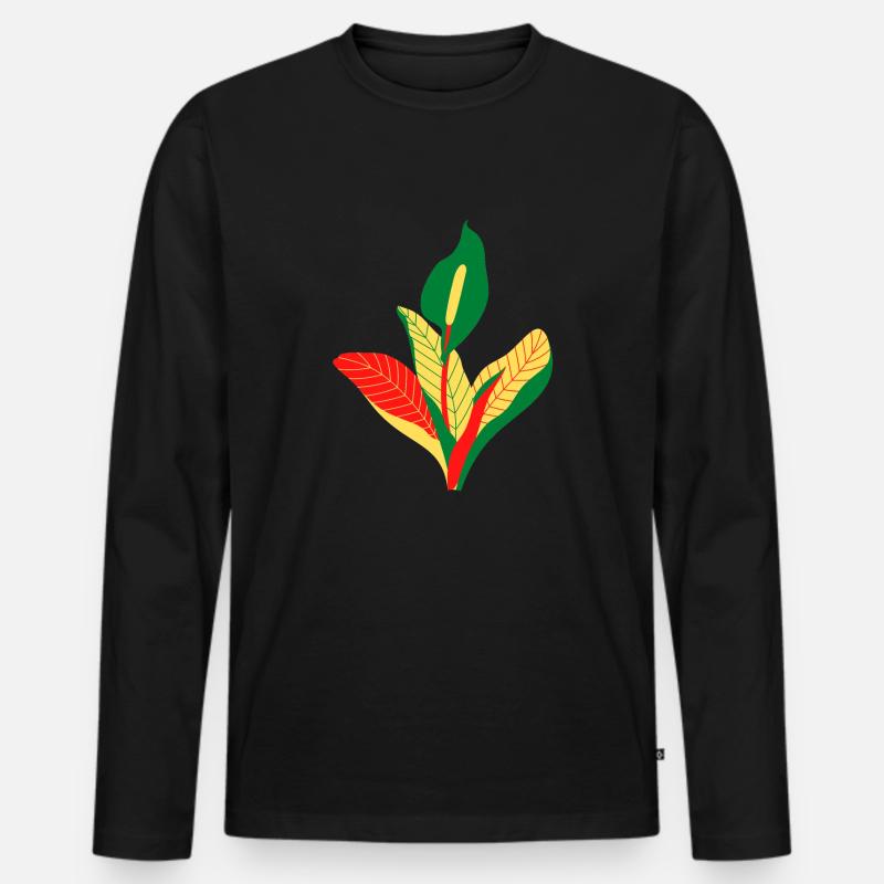 Anthurium - Männer Premium Bio Langarmshirt - Schwarz