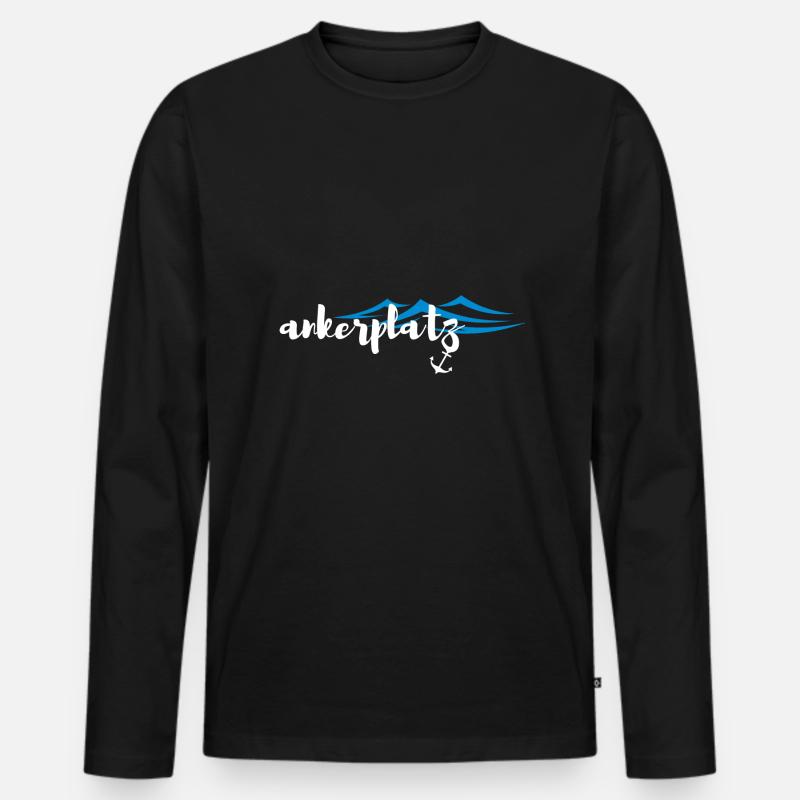 Ankerplatz - Meer - Anker - Männer Premium Bio Langarmshirt - Schwarz
