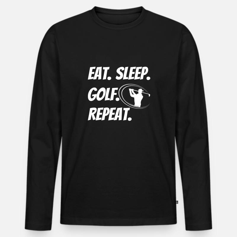 eat slepp golf repeat - Männer Premium Bio Langarmshirt - Schwarz