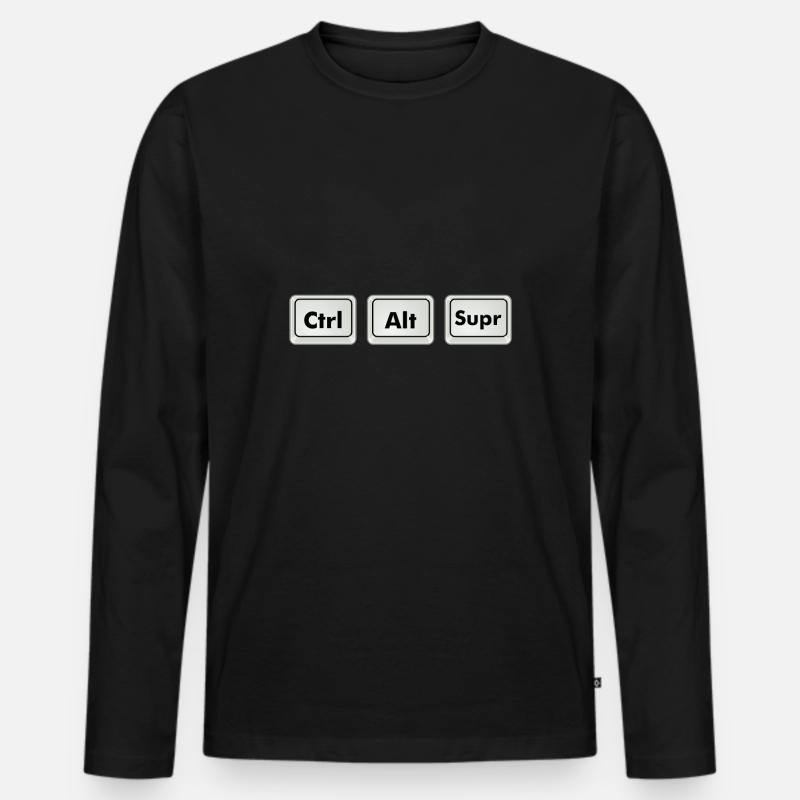 Ctrl-Alt-Supr - Männer Premium Bio Langarmshirt - Schwarz